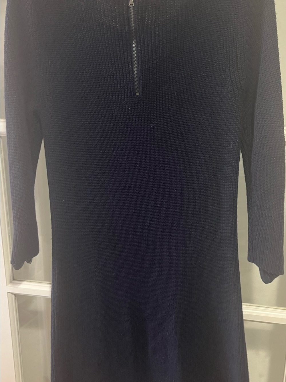 LOFT Navy Half-Zip Knit Tunic Sweater
